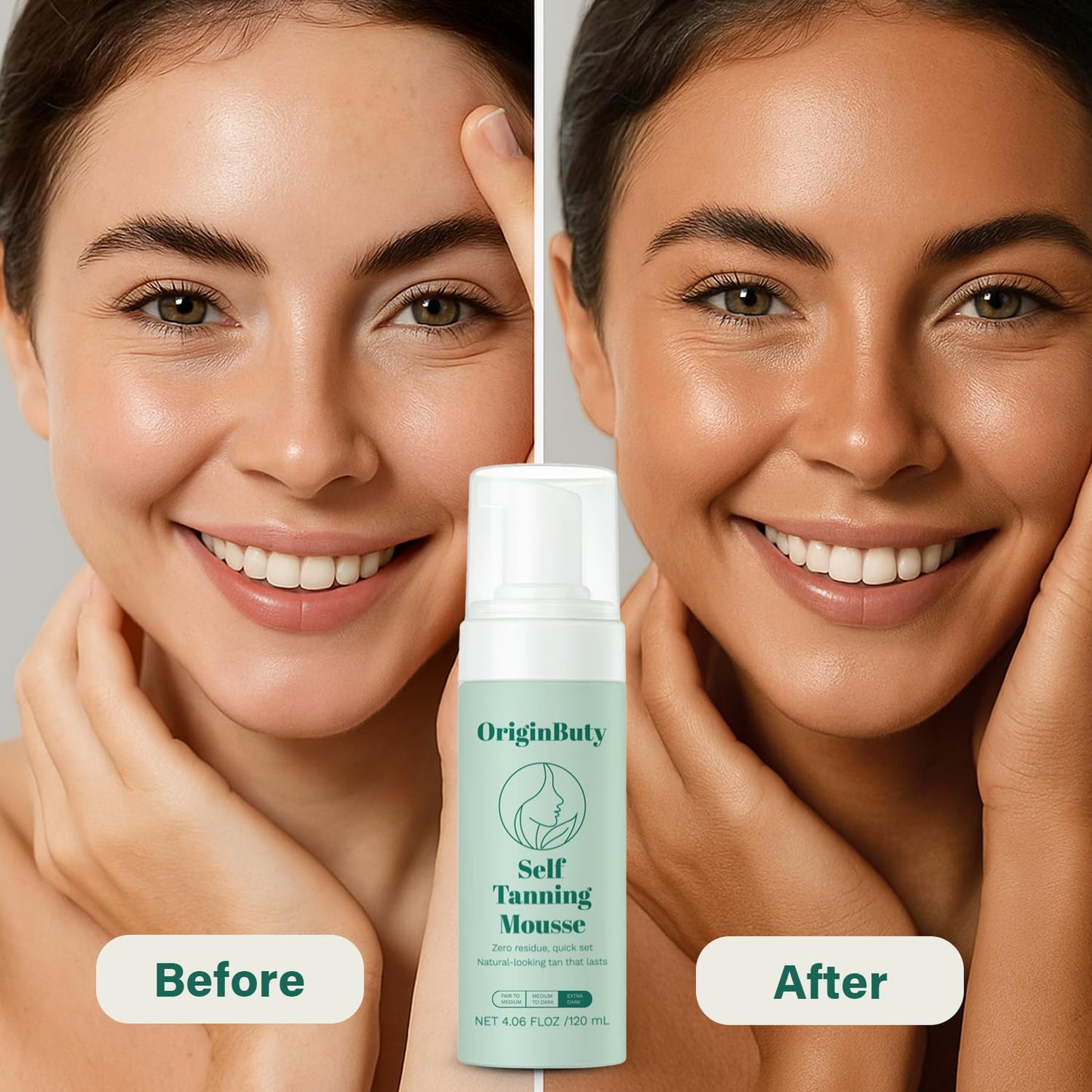 Skiennix Self Tanner Mousse - Streak-Free, Fast-Drying Sunless Tanning Foam | 2 Pack, Dark, 120ml
