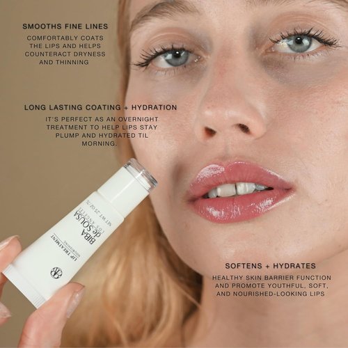 Biba De Sousa Lip Treatment - Moisturizing Balm with Peptides & Squalane for Dry Lips | Clear & Unscented (0.25 oz)