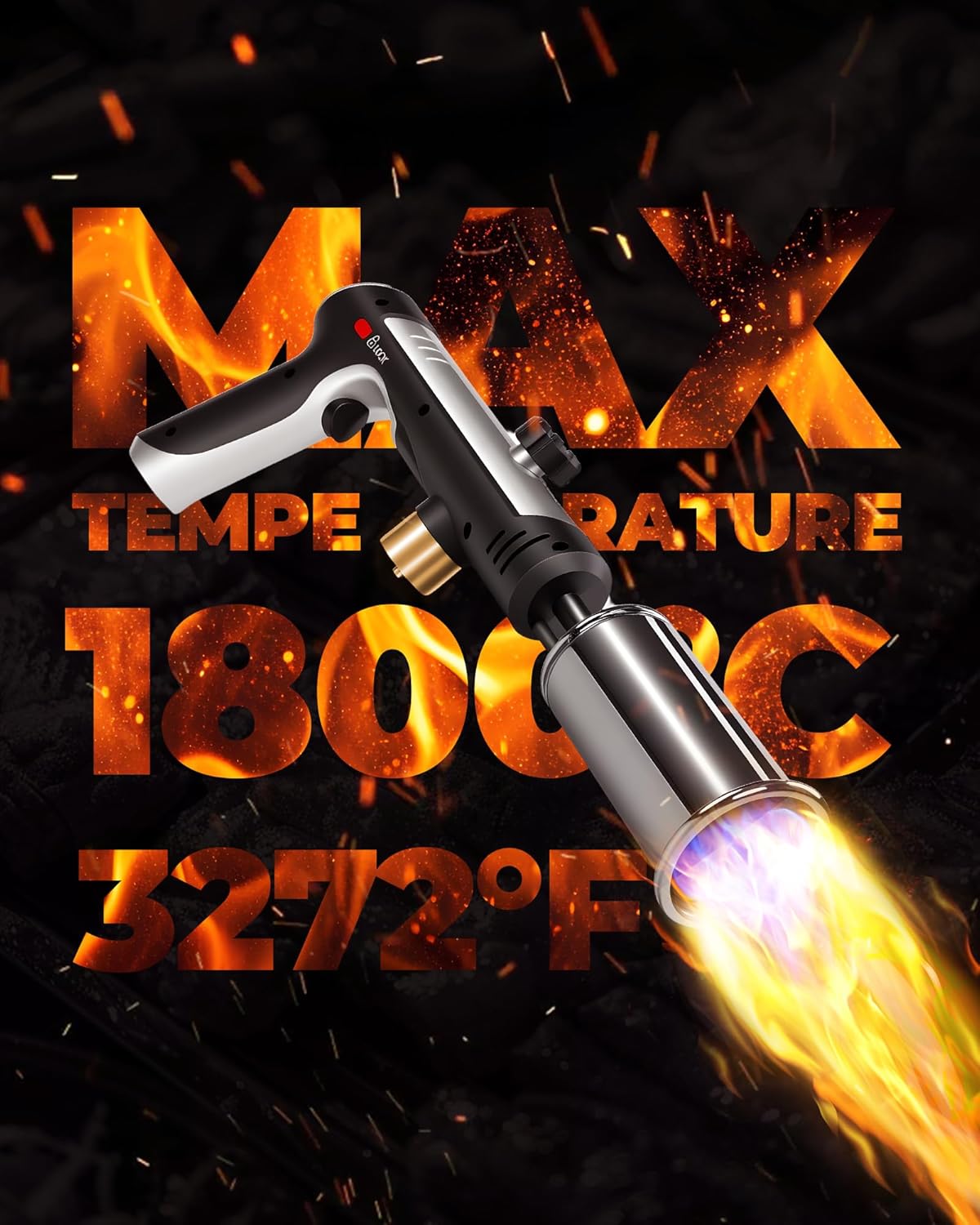 Skiennix Propane Torch Head - Culinary Blow Torch with Instant Heat Button & Safety Lock | Adjustable Flame for BBQ & Kitchen Use