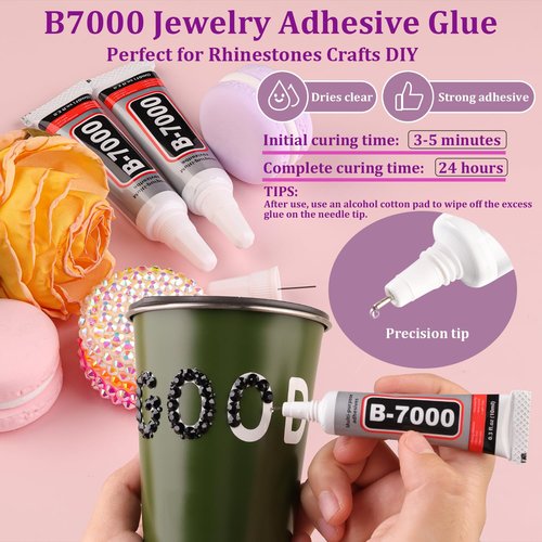 16000Pcs Resin Jelly Rhinestones for Crafting, Black Rhinestones Flatback Gems, Bedazzling Crystal with 3Pcs 10ml B7000 Jewelry Glue for DIY Crafts Clothing Tumblers Shoes Fabric Nail Art