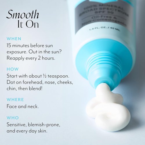Bliss Block Star Daily Mineral Sunscreen - Broad Spectrum SPF 30 | Pore-Safe Formula for Blemish-Prone Skin, 1.4 Fl Oz