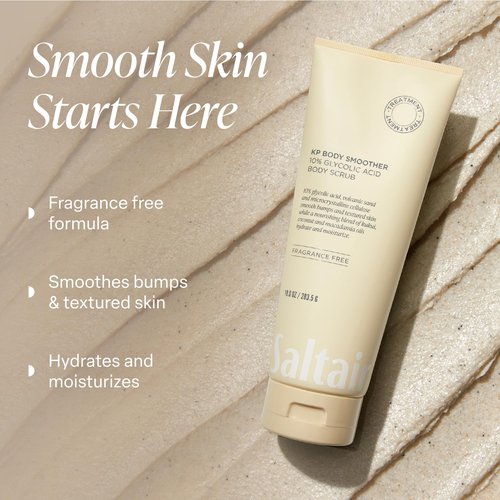 Saltair KP Body Scrub - 10% Glycolic Acid Treatment with Volcanic Sand | Fragrance-Free Exfoliator, 10oz