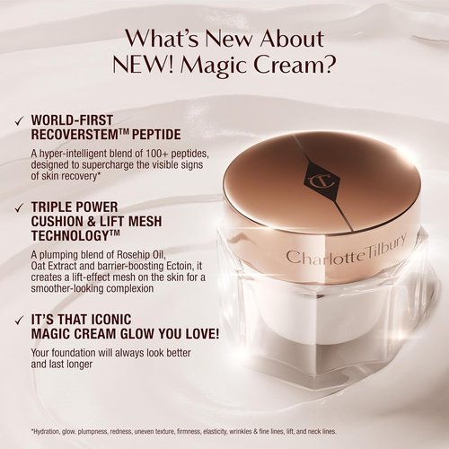 Charlotte Tilbury Magic Cream - Firming & Hydrating Face Moisturizer for Smoother Makeup Base | Enriched with Vitamins C & E, Peptides & Hyaluronic Acid