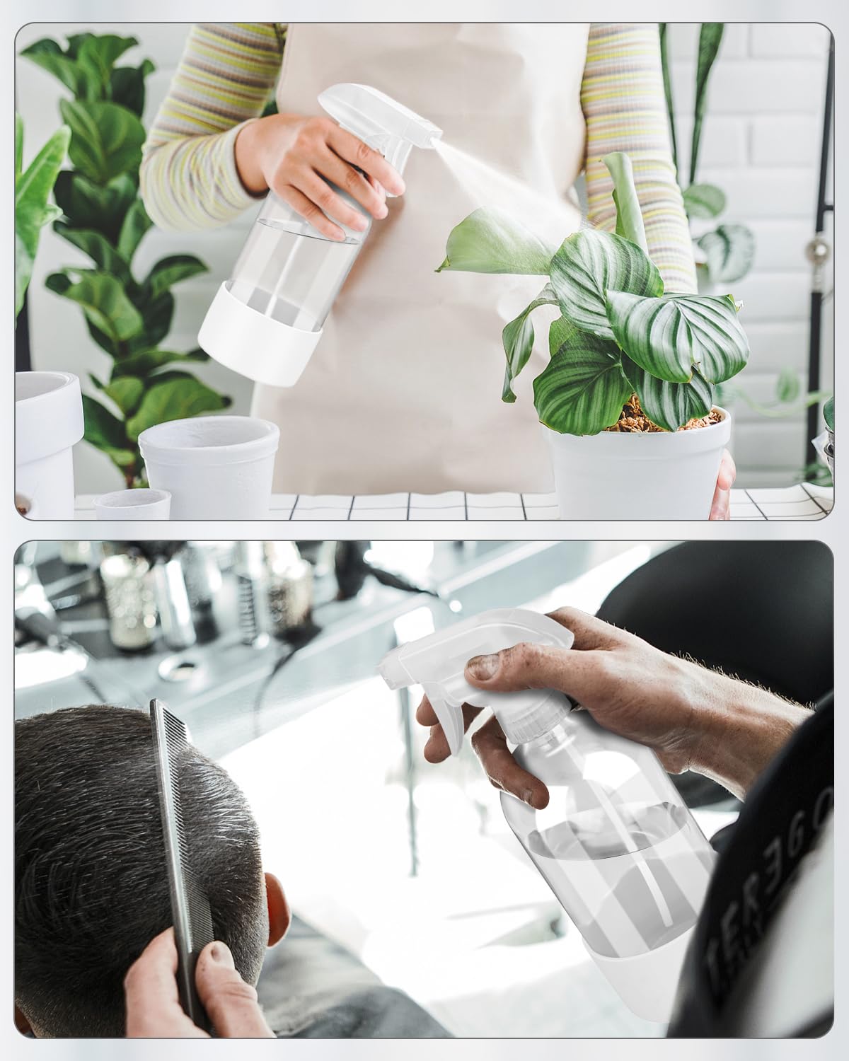 Rionisor Glass Spray Bottles with Silicone Sleeve Protection, Empty 16OZ Reusable Spray Bottles, Refillable Containers with Spray Nozzles for Cleaning Solutions, Plants and Essential Oils 1 Pack White