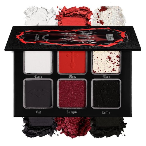 Regine Switzerland Black Red Eyeshadow Palette - Highly Pigmented 6-Color Matte & Shimmer for Gothic Looks