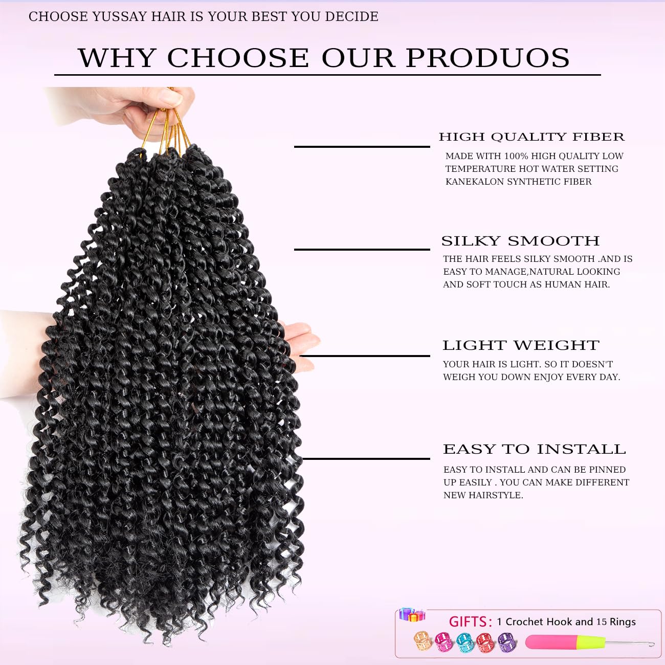 Passion Twist Hair Water Wave Crochet Hair for Black Women 22 Inch 4 Packs Passion Twist Crochet Hair Pre Looped Bohemian Braids for Black Women (1B, Economic package)