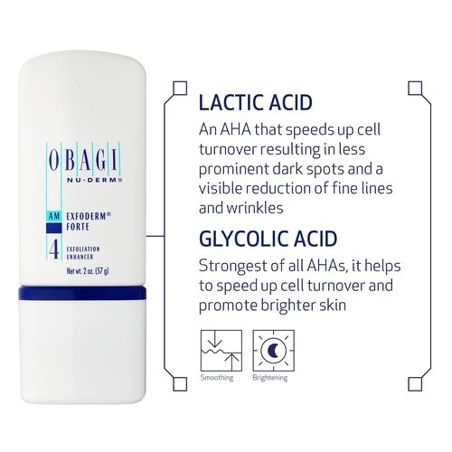 Obagi Nu-Derm Exfoderm Forte - Lightweight Exfoliating Lotion with Glycolic & Lactic Acids for Smooth, Bright Skin - Ideal for Normal to Oily Skin