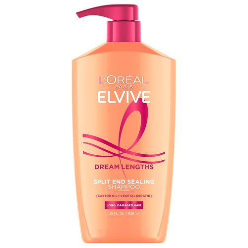 L'Oreal Paris Elvive Dream Lengths Shampoo - Restores Long, Damaged Hair with Fine Castor Oil & Vitamins | 28 Fl Oz