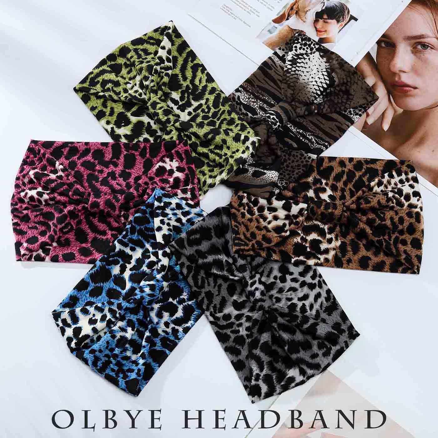 Olbye Headbands for Women Wide Boho Hairbands Knotted Turban Headband Tie Dye Non Slip Elastic Head Bands Floral African Workout Head Wraps Solid Color Yoga Sweatband Cotton Head Scarfs Bohemian Hair