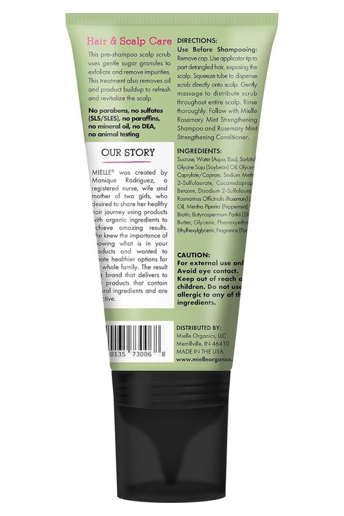 Mielle Organics Rosemary & Mint Scalp Scrub - Gentle Exfoliating Pre-Shampoo Treatment | Biotin Infused, 6 Fl Oz
