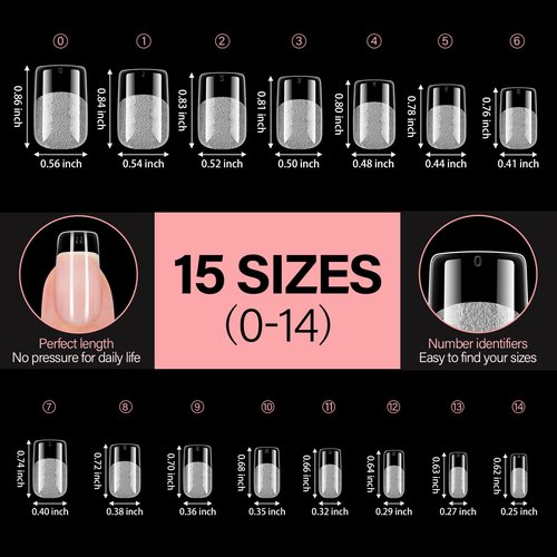 AILLSA Short Square Nail Tips - Half Matte False Nail Tips 15 Sizes 240pcs Pre-filed Nails Tips, Fake Tips Press on Nails for Home Salon Daily Nail Art