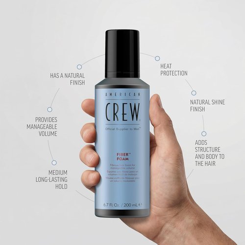 American Crew Hair Fiber Grooming Foam - Strong Hold Like Hair Gel, 6.7 Fl Oz