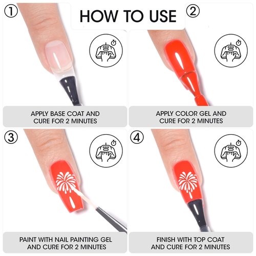 GELLEN Nail Painting Gel 2Pcs 8G Black & White No Wipe Pat Painting Nail Gel for Drawing Striper Liner Floral Painting Gel Polish Nail Art for Salon Home DIY Manicure, UV/LED Curing Required