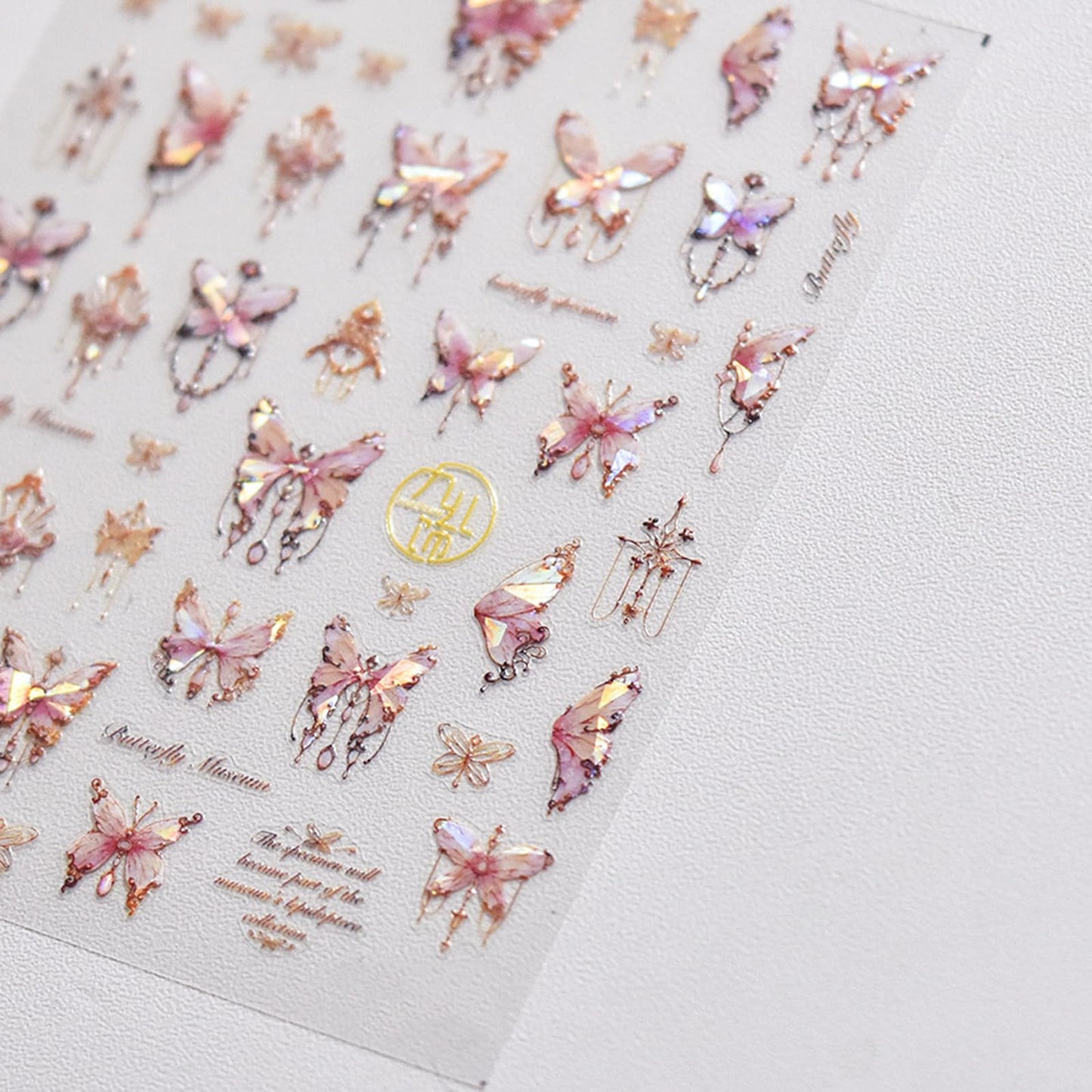 Shell Light Butterfly Nail Art Stickers 5D Embossed Nail Decals Pink Butterfly Nail Art Design Self Adhesive Nail Supplies Spring Butterfly Nail Stickers for Women Nail Decoration (Pink Butterfly)