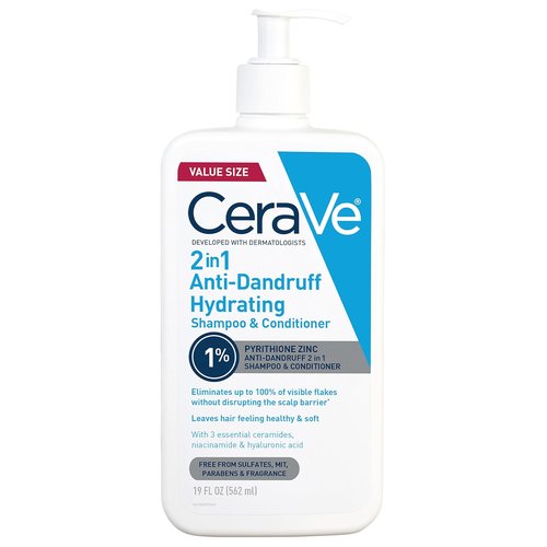 CeraVe Hydrating Anti-Dandruff Shampoo & Conditioner - 1% Pyrithione Zinc, Color Safe & Sulfate Free