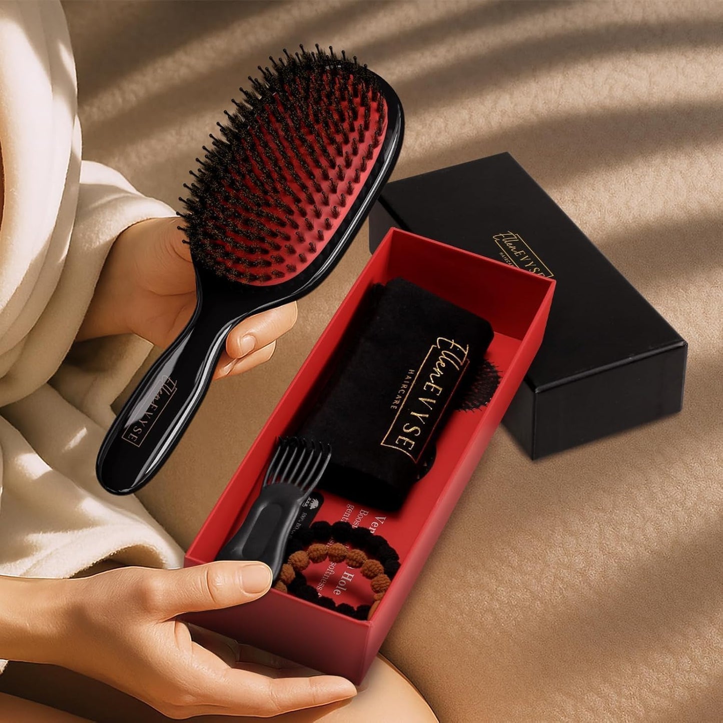 Boar Bristle Hair Brush by [Brand Name] - Smoothing & Detangling with Nylon Pins | Reduces Breakage & Enhances Shine