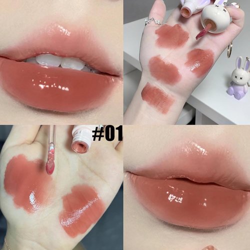 3Psc Rabbit Key chain Jelly Lip Glaze,Moisturising Crystal Keychain 2 in 1Lip Glow Gel,Sparkling Lipgloss Liquid Lipstick Set, Hydrating Sweet Lip Gloss Set