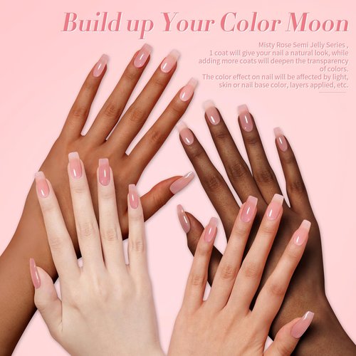 Born Pretty Jelly Pink Gel Nail Polish Nude Pink Sheer Translucent Valentine's Day Gel Polish Milky Natural Gel Polish Set Nail Art Manicure DIY Kit Home Salon 6PCS