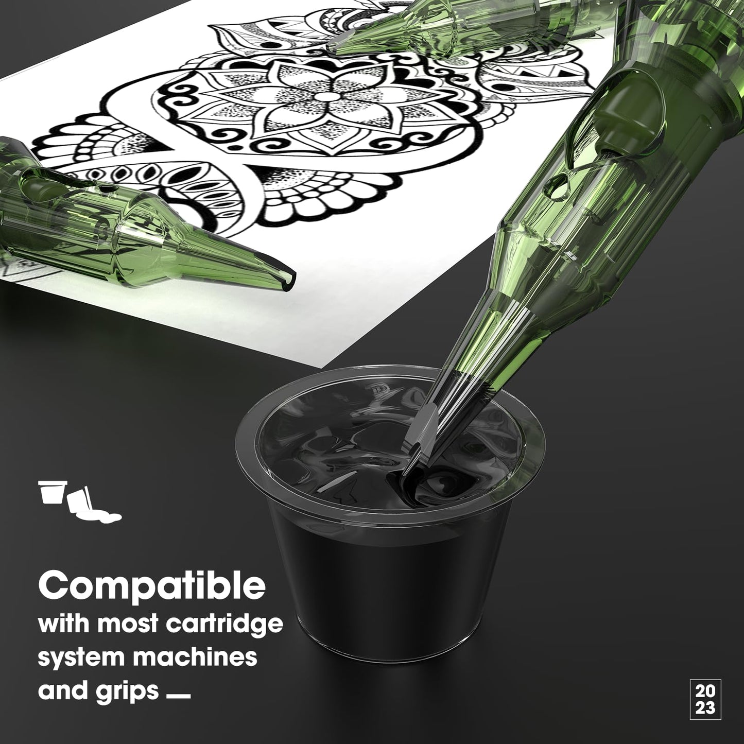 INKin REVO Tattoo Cartridges Magnum 11M1, Tattoo Cartridges #12 Standard 0.35mm Mag Disposable Tattoo Needles With Stay-Sharp Needles Long Taper 20Pcs with Professional Membrane For Tattooing(R1211M1)