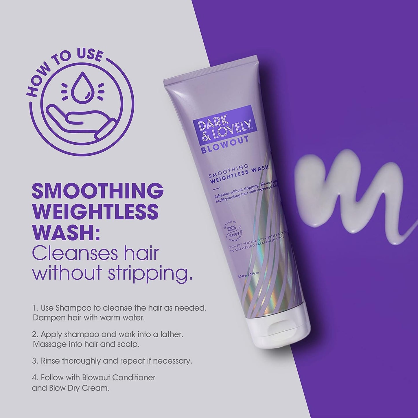 SoftSheen-Carson Dark and Lovely Hydrating Sulfate-Free Shampoo - Castor Oil for Curly Hair, 8.5 fl oz