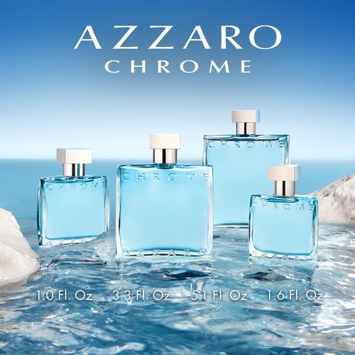 Azzaro Chrome Eau de Toilette — Mens Cologne — Citrus, Aquatic & Woody Fragrance, 1.0 Fl Oz