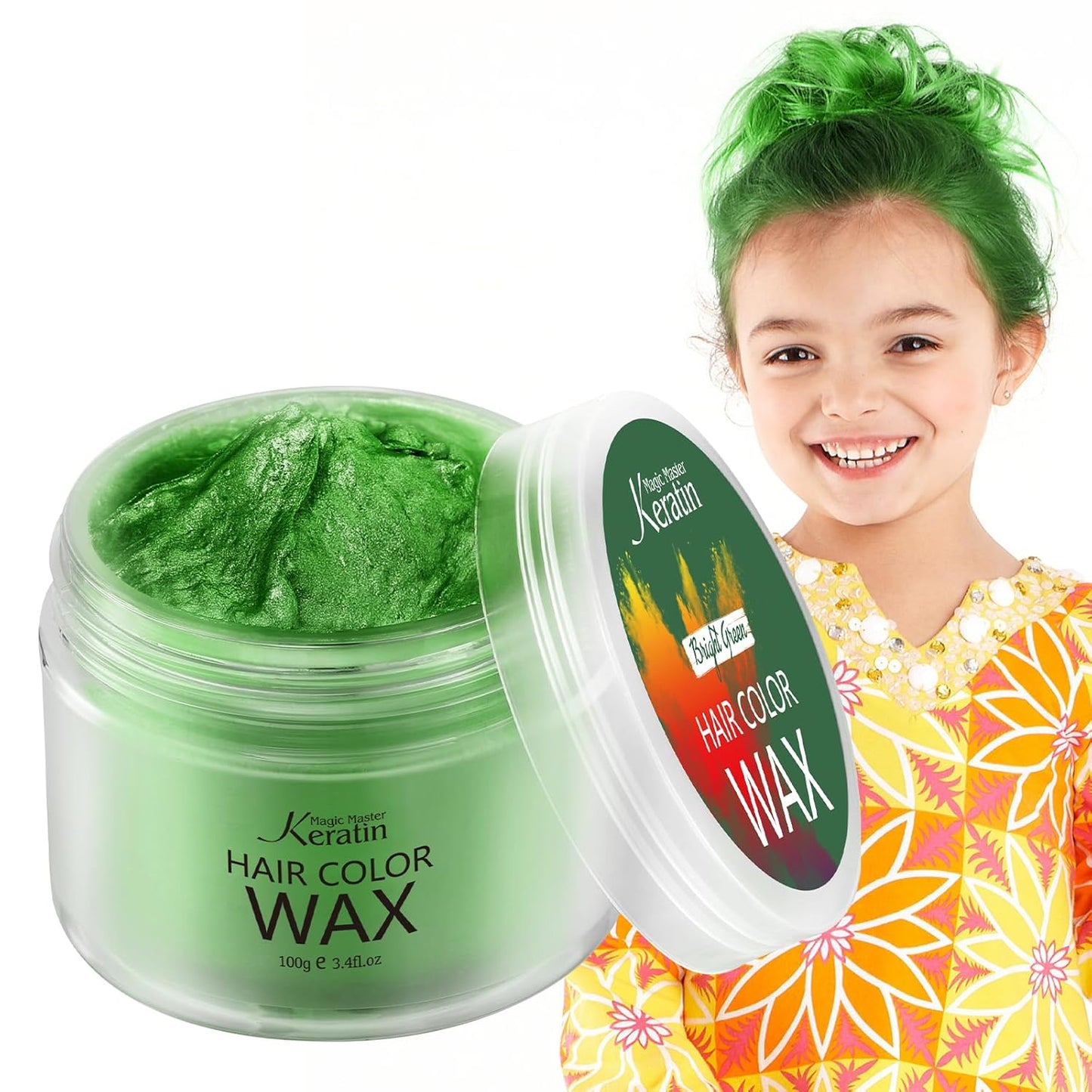 Skiennix Temporary Hair Color Wax - Instant Styling for Kids | Emerald Green, 3.4 Fl Oz