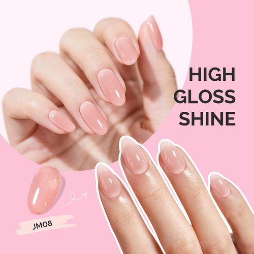 MelodySusie Jeweliver Nude Gel Nail Polish, 0.5Fl.oz Milky Gel Polish Pastel Color Soak Off UV LED Light Cure Gift for Women Manicure Nail Art DIY at Home JM08
