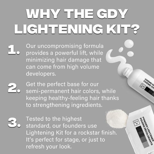 Good Dye Young Hair Lightener Kit - Moisturizing Vegan Bleach with Dust-Free Powder & 25 Volume Developer (4 oz.)
