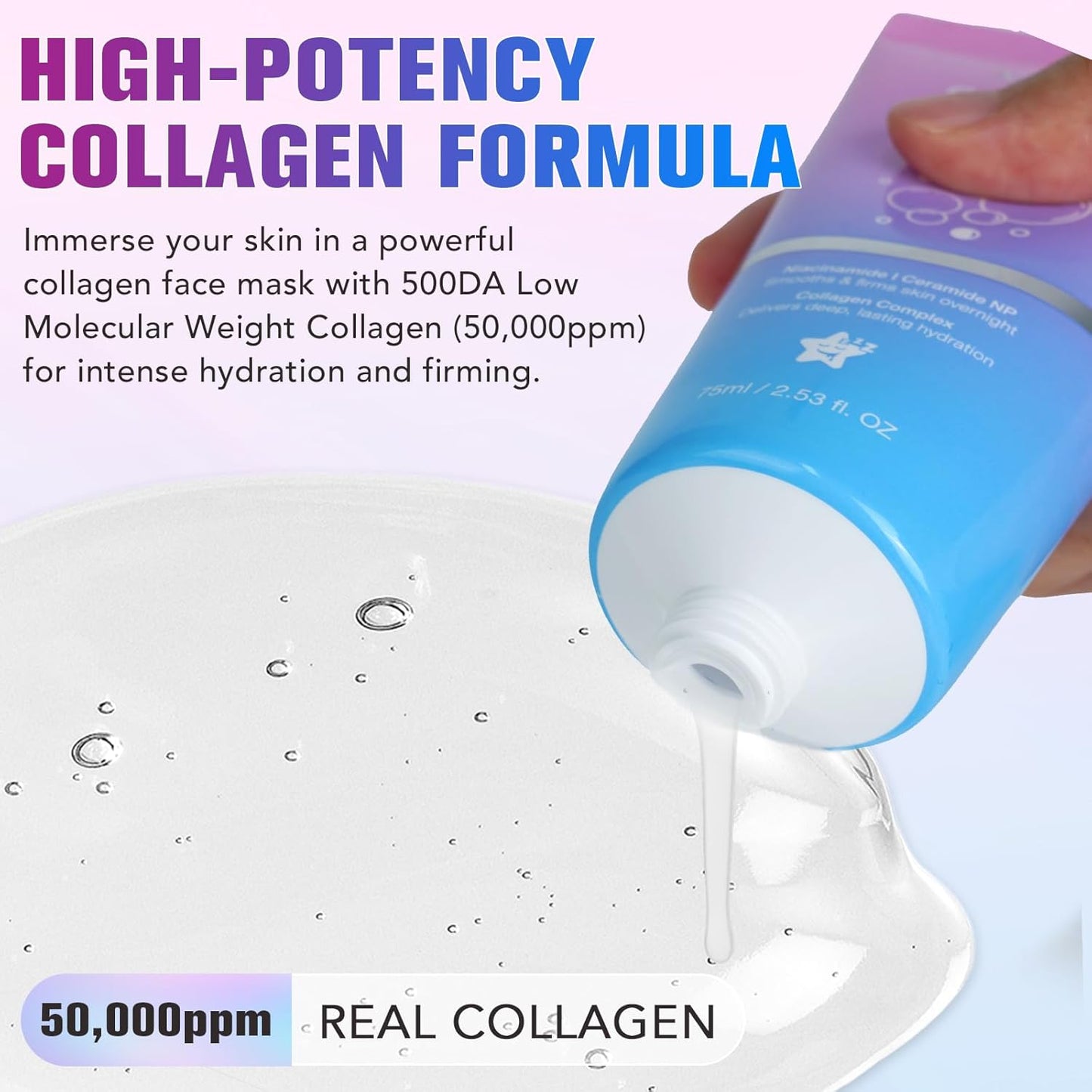 Skiennix Collagen Night Wrapping Mask - Peel Off Face Mask for Elasticity & Hydration | 2.53 fl. oz. with Applicator
