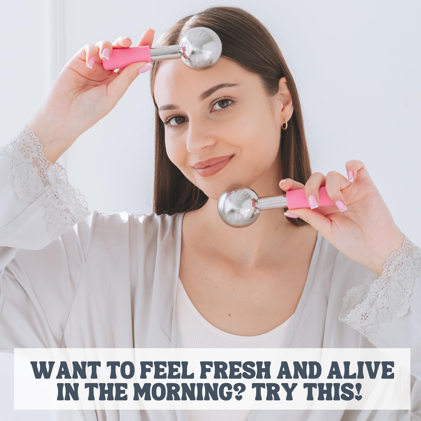 Eli with Love Ice Globes for Facials - 360 Rotating Unbreakable Steel Ice Globes with Carry Case - Professional Esthetician Supplies - Ice Roller for Face and Eyes - Ideal Skincare Tool (Pink)