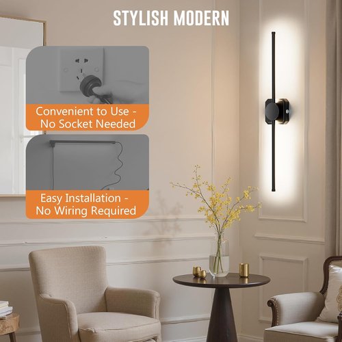 HEERTTOGO Battery Operated Wall Sconces - Set of 2 Dimmable LED Lights with Remote Control | 360° Rotatable, 3 Color Temperatures