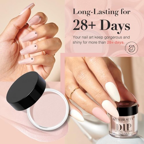 AZUREBEAUTY Dip Powder Nail Set - Light Pink & Champagne Shimmer | 6 Colors for DIY Manicure