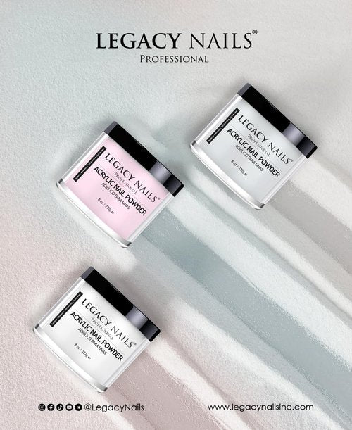 Legacy Nails Pink Acrylic Powder - High-Quality Fast-Drying Formula for Nail Extensions | 30g / 1oz.