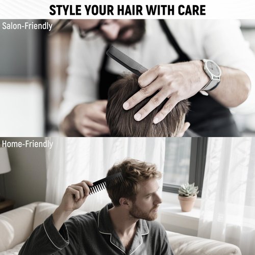 3PCS Comb Set Hair Combs for Men, Fine and Wide Tooth comb, Roller Brush for Adding Volume, Hair Styling mens comb for Styling and Grooming, Frosted Texture