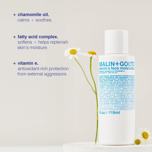 MALIN+GOETZ Vitamin E Face Moisturizer - Lightweight Hydrating Cream for All Skin Types | Fragrance-Free, Vegan | 4 Fl Oz & 8.5 Fl Oz
