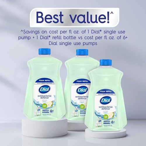 Dial Antibacterial Foaming Hand Soap Refill - Fresh Pear Scent | 52 Fl Oz for Effective Cleanliness