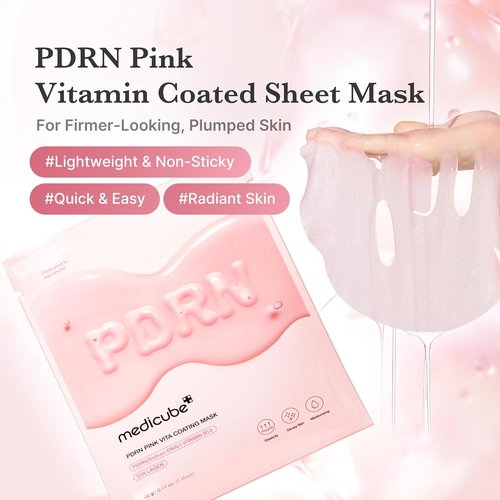 Medicube Salmon DNA PDRN Pink Vita Coating Sheet Mask - Luxurious Hydrating Korean Skin Care | 10 Pack (22g/0.77oz Each)
