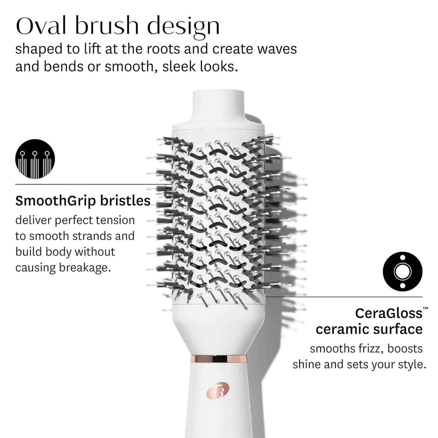 T3 AireBrush Hair Blow Dryer Brush - Fast Drying & Volumizing with Multiple Heat Settings | Ceramic Finish