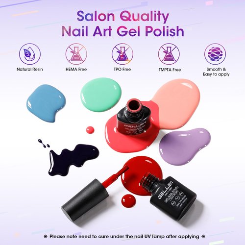 GELLEN Gel Nail Polish Kit with U V Light, 71pcs Gel Nail Kit 32 Colors All Seasons, Base & Top Coats (Glossy/Matte/Glitter/Cat Eye), Professional Home Salon Manicure Kit for Women & Beginners