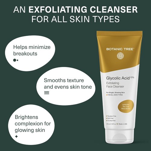 Botanic Tree Glycolic Acid Face Wash - Exfoliating Facial Cleanser with 10% Glycolic Acid - 6 fl. oz