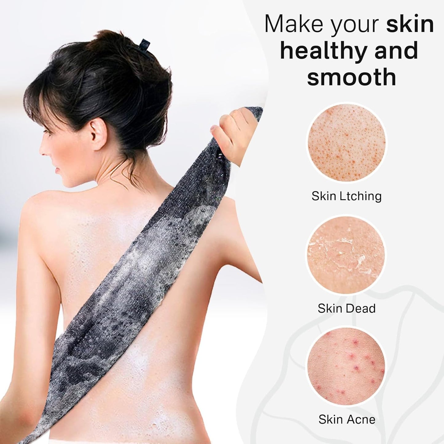 Yiclick Exfoliating Washcloth Towel - Japanese Bath Cloth for Body Exfoliation | Korean Back Scrubber
