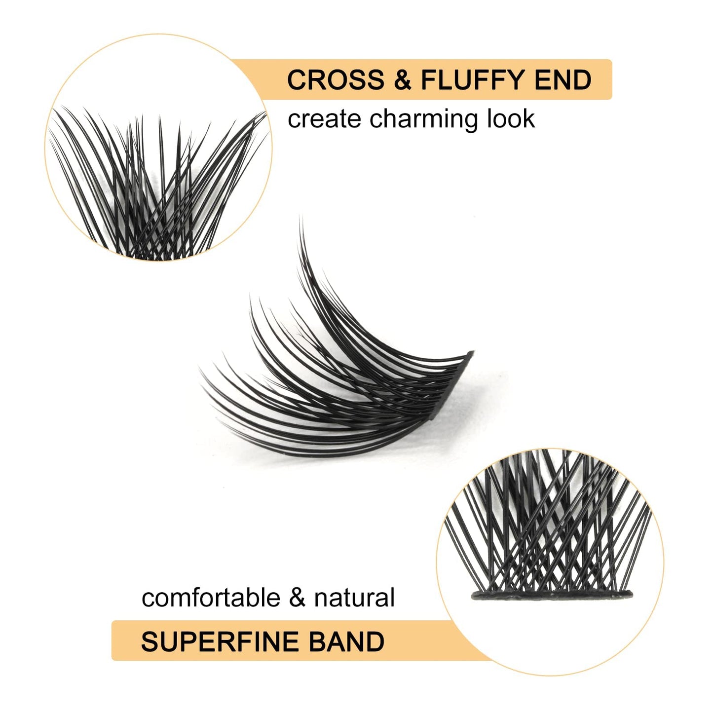 QUEWEL Cluster Lashes 72 Pcs Wide Stem Individual Lashes C/D Curl 12mm Length DIY Eyelash Extension False Eyelashes Fluffy Styles Soft for Personal Makeup Use at Home (Fluffy-D-12)