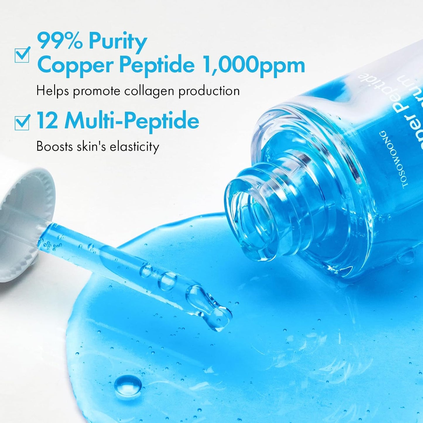 TOSOWOONG Copper Peptide Face Serum - Anti-Aging Formula with 12 Multi-Peptides | 33ml / 1.11 fl. oz.