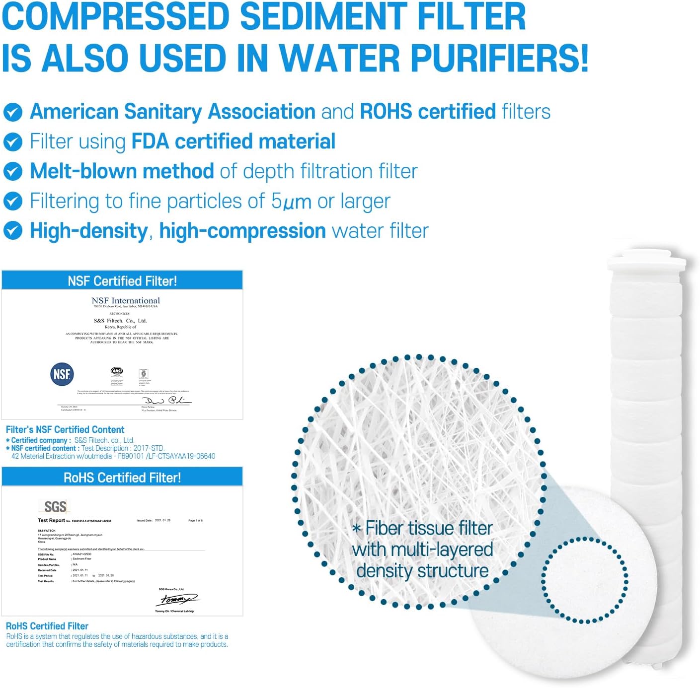 Skiennix Showerhead Replacement Filters - Pure Sediment Filters (6 Head + 6 Body) for AJ-8200 / AJ-8200MC