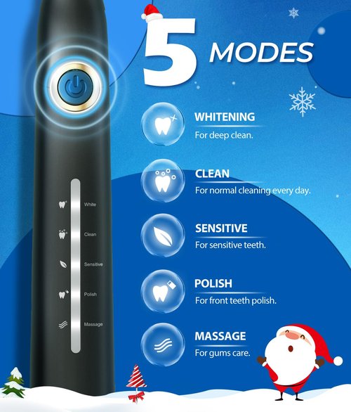 TEETHEORY Electric Toothbrush with Travel Case, Sonic Toothbrush for Adults with 8 Brush Heads for 2-Year Use, 40000 VPM Deep Clean Rechargeable Toothbrushes Last 30 Days with 5 Modes