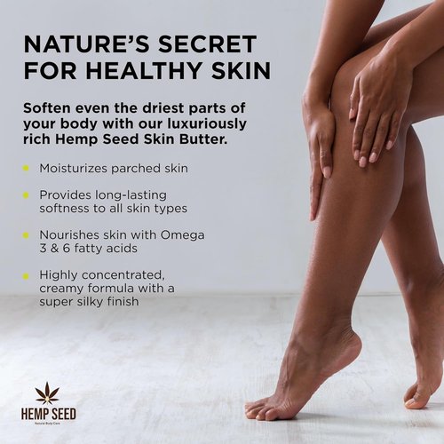 Hemp Seed Skin Butter - Total Body Moisturizer with Hemp Seed Oil & Shea Butter - 8 oz, Vegan & Cruelty Free