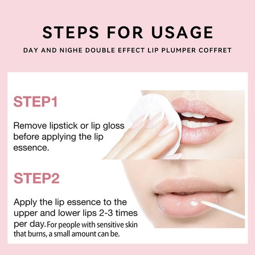 KISSIO Lip Plumper Set - Natural Lip Plumper Gloss for Day & Night Use | 2-Piece Moisturizing Care