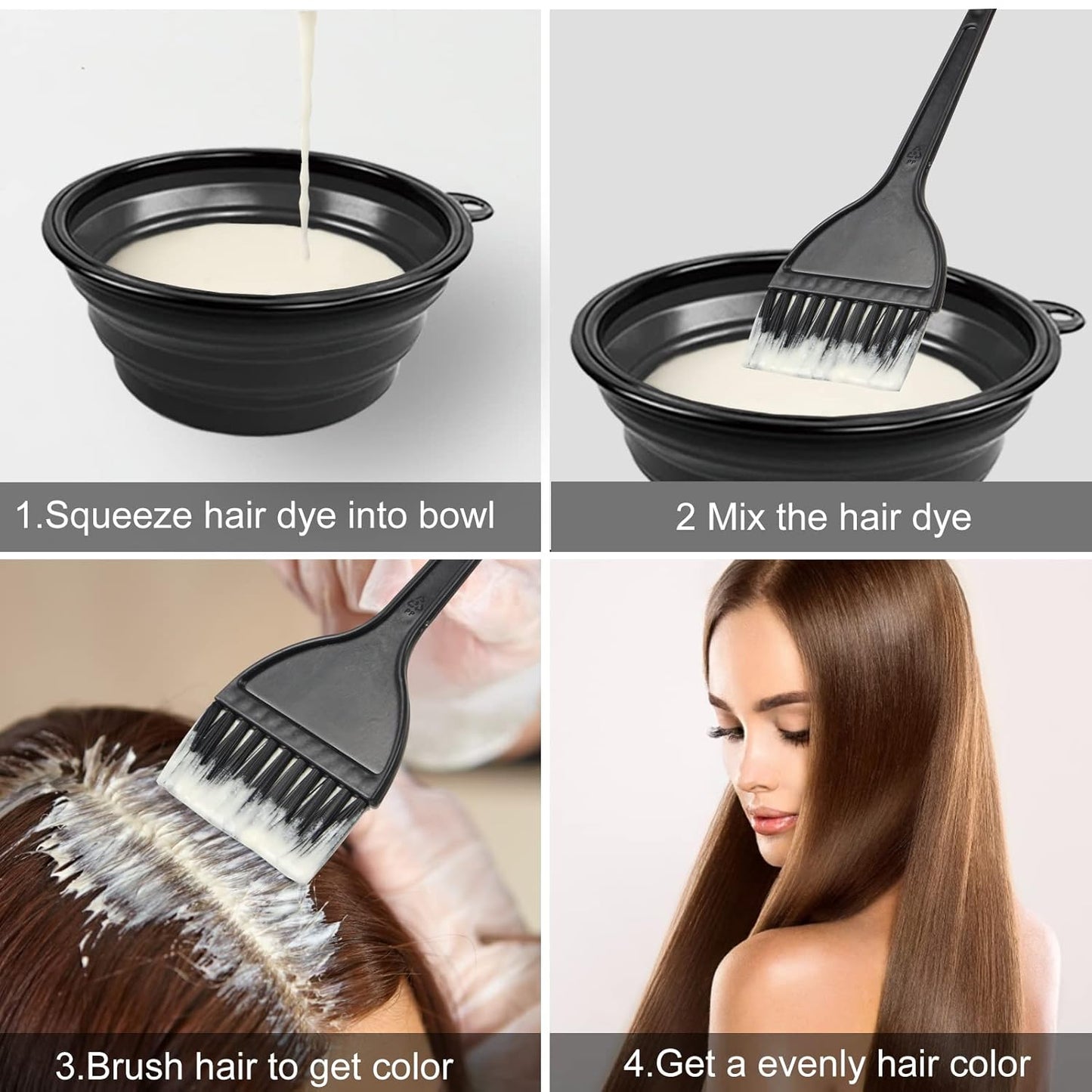 Yexixsr Professional Salon Hair Coloring Kit - 5Pcs Set with Brush, Bowl & Clips for Perfect Dyeing