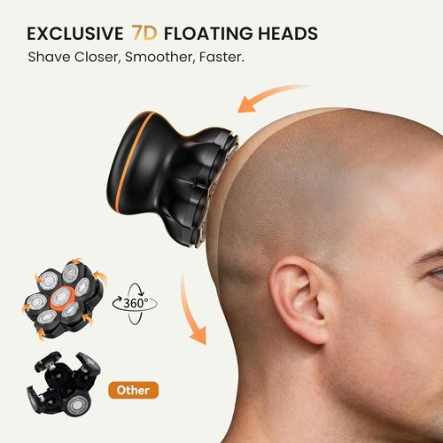 MAXGROOM® Head Shaver - Waterproof Electric Razor with 7D Floating Heads & Long Battery Life | Smooth Wet/Dry Shave