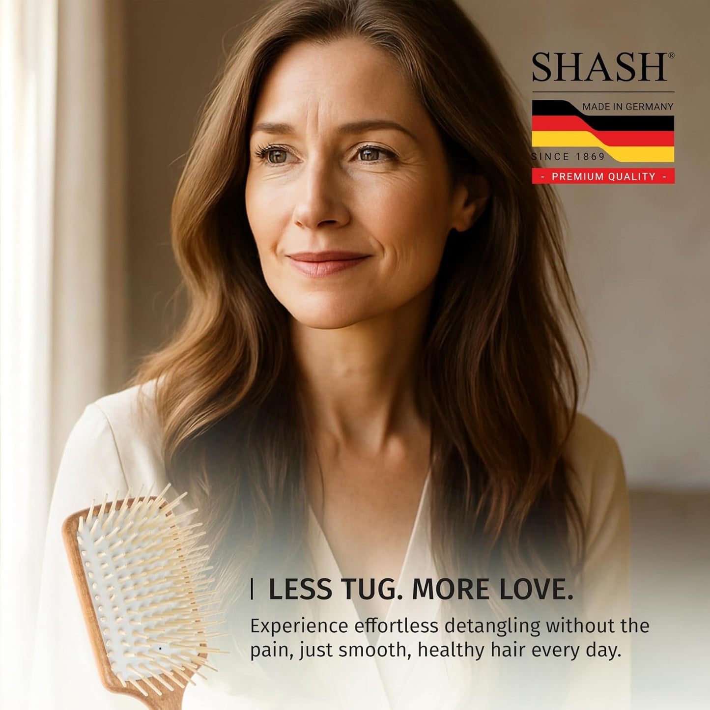 SHASH Large Paddle Hair Brush - Detangler for Thick & Curly Hair | Long Pins & Rubber Cushion
